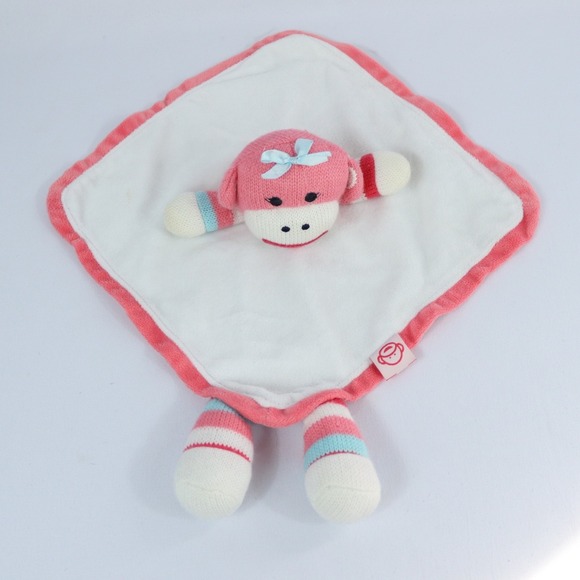Baby Starters Other - Baby Starters 12"‎ Sock Monkey Security Blanket Lovey Rattle Pink Stripes